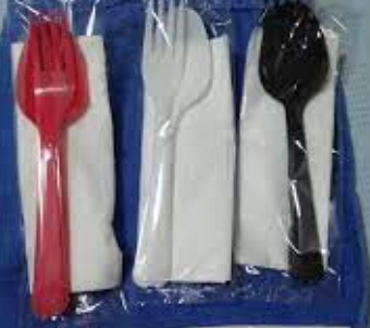 كوفير بلاستيك 3*1 ملعقة + شوكة + منديل.